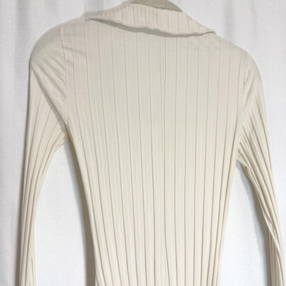 Reformation Vittoria Ribbed Bodycon Dress in Ivory Size Small - Picture 6 of 9
